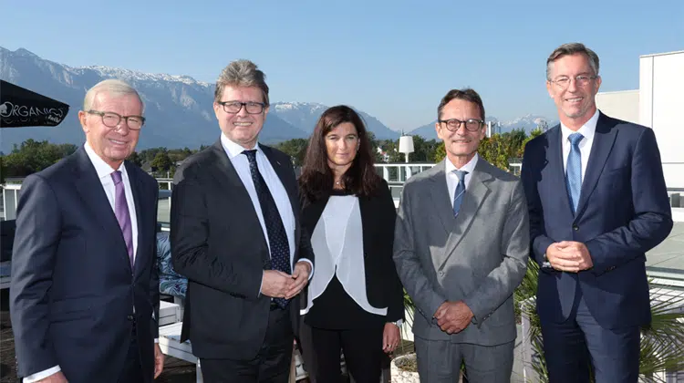  v.l.n.r.: Landeshauptmann Wilfried Haslauer, Bundesminister Martin Polaschek, Vizerektorin Jutta Horejs-Höck, der desig. Rektor der PLUS, Bernhard Fügenschuh, Sektionschef Elmar Pichl. | Foto: Franz Neumayr